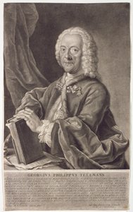 Georg Preisler（1700-54）によって彫刻されたGeorg Philipp Telemann（1681-1757）の肖像 作： Michael Schneider